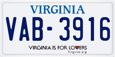 VA license plate VAB3916