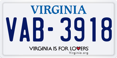 VA license plate VAB3918