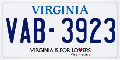 VA license plate VAB3923