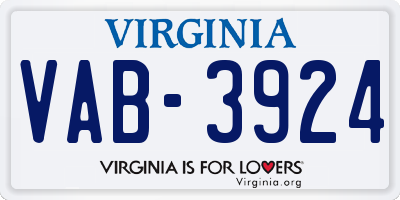 VA license plate VAB3924