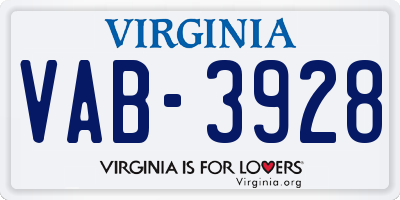 VA license plate VAB3928