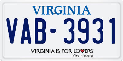 VA license plate VAB3931