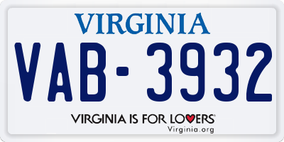 VA license plate VAB3932