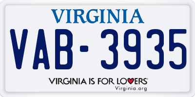 VA license plate VAB3935