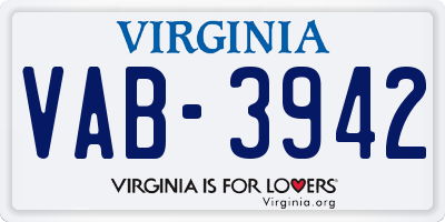 VA license plate VAB3942