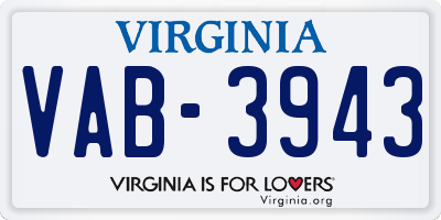 VA license plate VAB3943