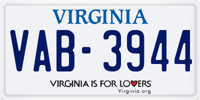 VA license plate VAB3944