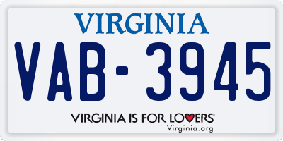 VA license plate VAB3945