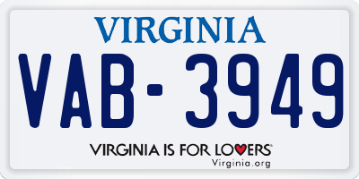 VA license plate VAB3949