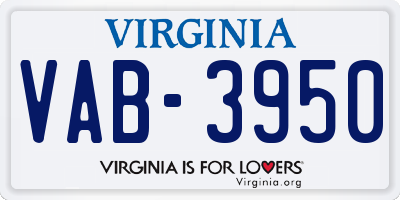 VA license plate VAB3950