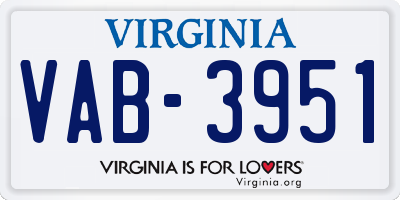 VA license plate VAB3951