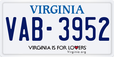 VA license plate VAB3952