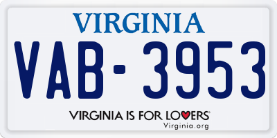 VA license plate VAB3953