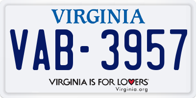 VA license plate VAB3957