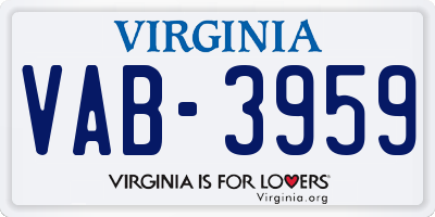 VA license plate VAB3959