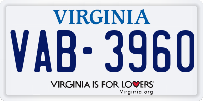 VA license plate VAB3960