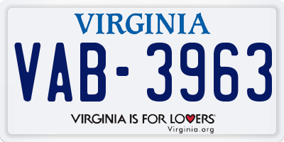 VA license plate VAB3963
