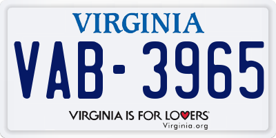 VA license plate VAB3965