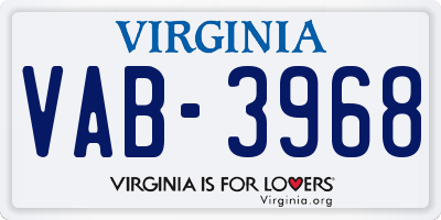 VA license plate VAB3968