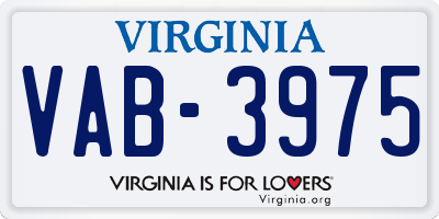 VA license plate VAB3975