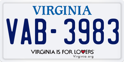 VA license plate VAB3983