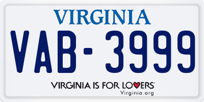 VA license plate VAB3999