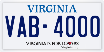 VA license plate VAB4000