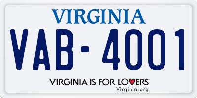 VA license plate VAB4001