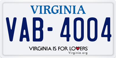 VA license plate VAB4004