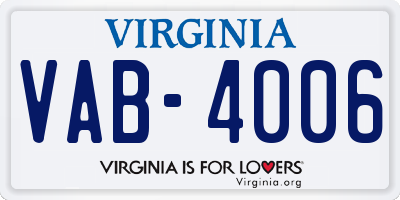 VA license plate VAB4006