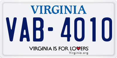 VA license plate VAB4010