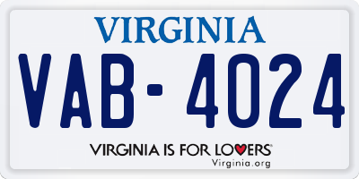 VA license plate VAB4024