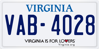 VA license plate VAB4028