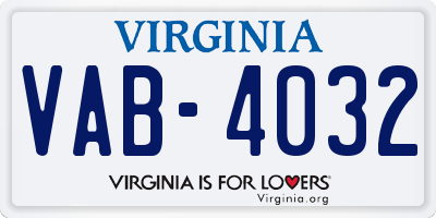 VA license plate VAB4032