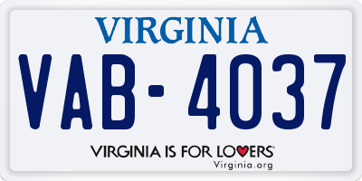 VA license plate VAB4037