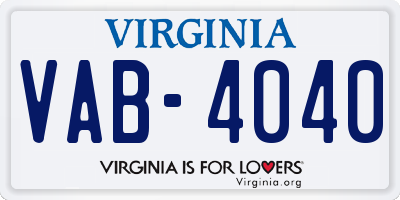 VA license plate VAB4040