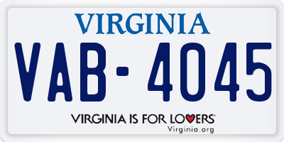 VA license plate VAB4045