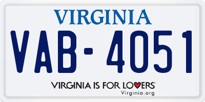 VA license plate VAB4051