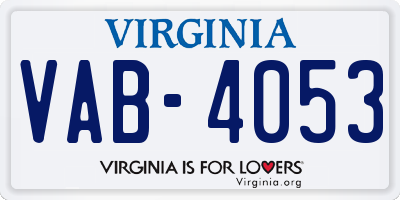 VA license plate VAB4053