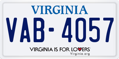 VA license plate VAB4057