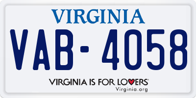 VA license plate VAB4058