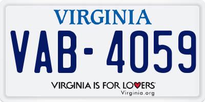 VA license plate VAB4059