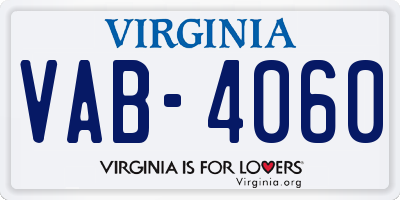 VA license plate VAB4060
