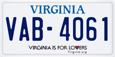 VA license plate VAB4061