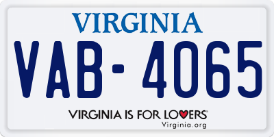 VA license plate VAB4065