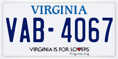 VA license plate VAB4067