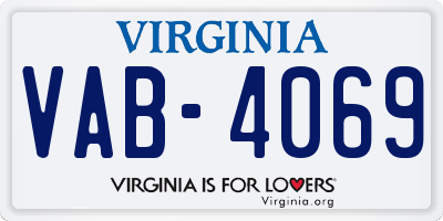 VA license plate VAB4069