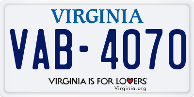 VA license plate VAB4070