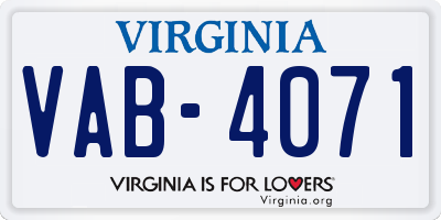 VA license plate VAB4071