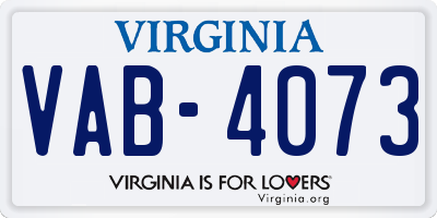VA license plate VAB4073